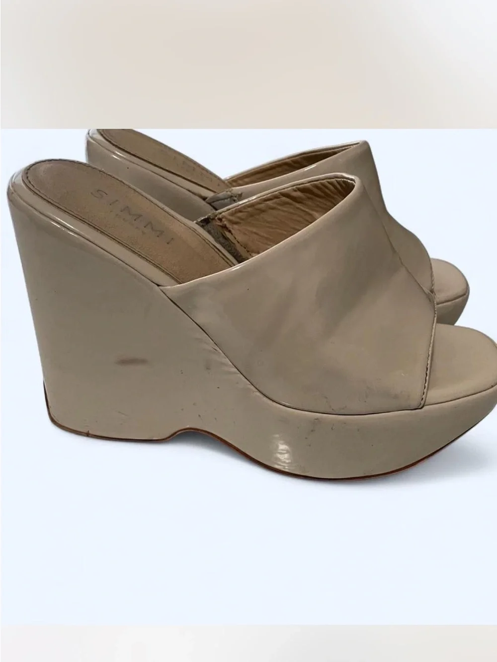 Nude Platform Wedge Slide Sandals size 11
